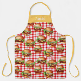 Retro Cheeseburger Personalized Name Schürze