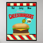 Retro Cheeseburger Sign Poster (Vorne)