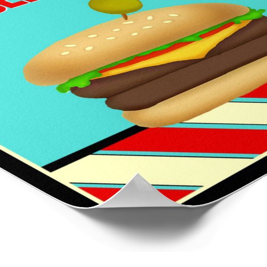 Retro Cheeseburger Sign Poster (Ecke)