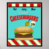 Retro Cheeseburger Sign Poster (Vorne)
