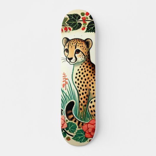 Retro Cheetah Skateboard (Vorne)