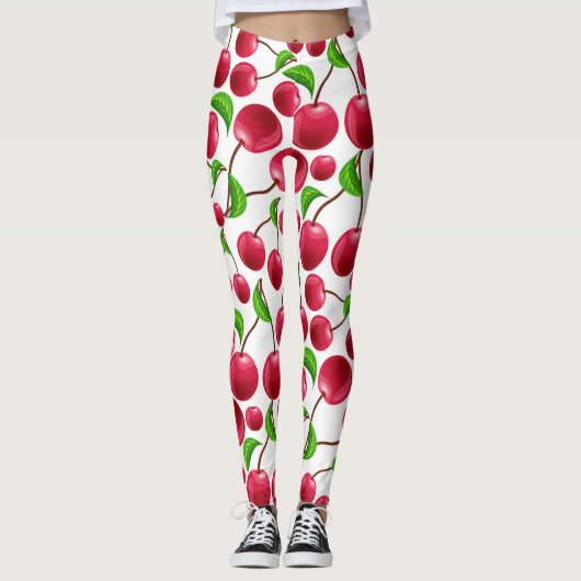Retro Cherries Cherry Print Leggings Yoga Pants (Vorderseite)