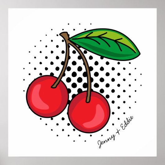 Retro Cherries Comic Book Food Pop Art Poster (Vorne)