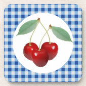 Retro Cherries Cork Untersetzer (Vorderseite)