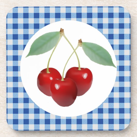 Retro Cherries Cork Untersetzer (Vorderseite)