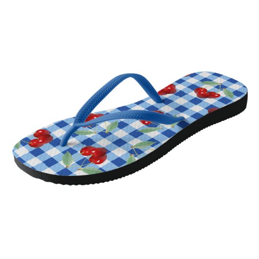 Retro Cherries Flip Flops Badesandalen (Schrägansicht)