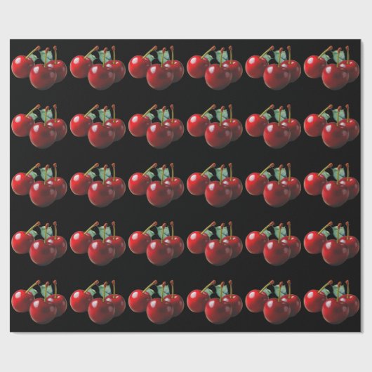 Retro Cherries fresh picked Geschenkpapier (Flach)
