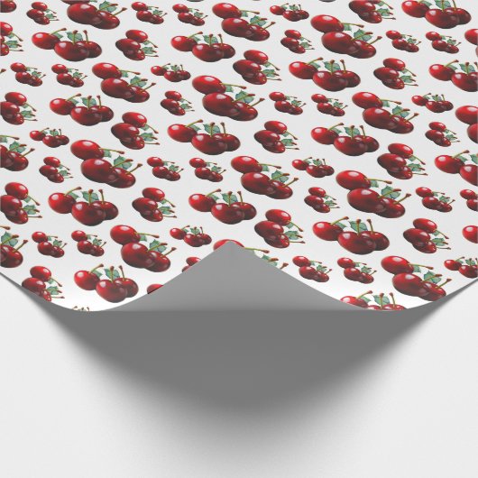 Retro Cherries fresh picked Geschenkpapier (Ecke)