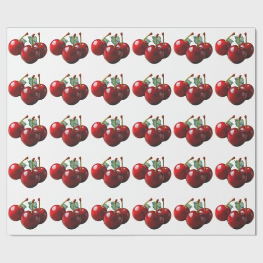 Retro Cherries fresh picked  Geschenkpapier (Flach)