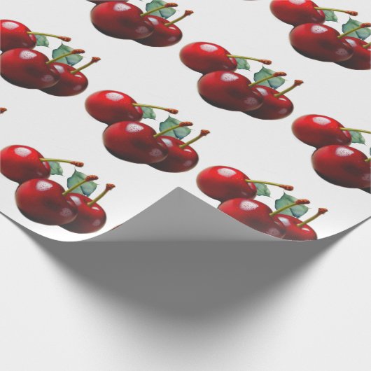 Retro Cherries fresh picked  Geschenkpapier (Ecke)