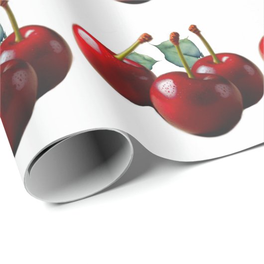 Retro Cherries fresh picked Geschenkpapier (Rolleneckpunkt)