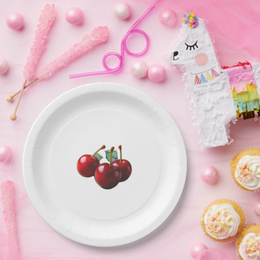 Retro Cherries fresh picked Pappteller (Party)