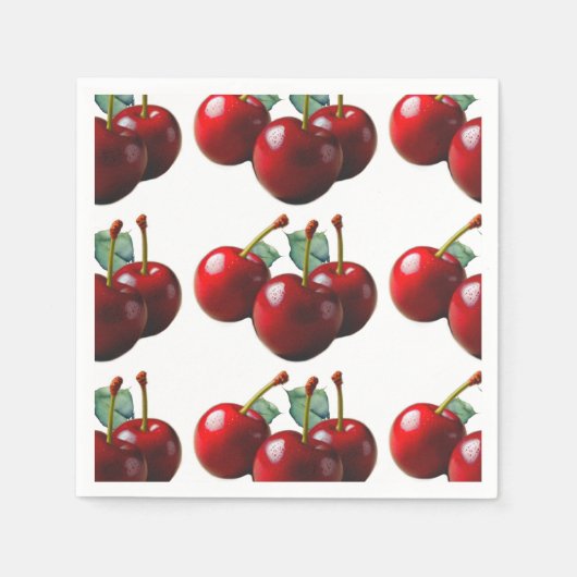 Retro Cherries fresh picked Serviette (Vorderseite)