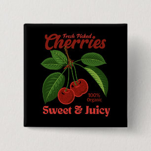 Retro Cherries Fruit Kommerzielle Grafik Art Stil Button