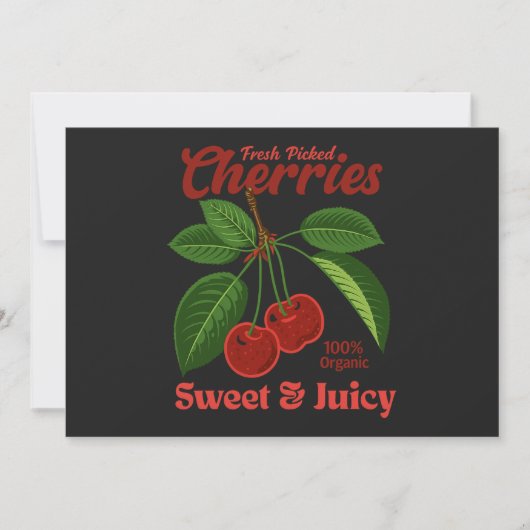 Retro Cherries Fruit Kommerzielle Grafik Art Stil Einladung (Vorderseite)