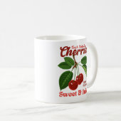 Retro Cherries Fruit Kommerzielle Grafik Art Stil Kaffeetasse (VorderseiteRechts)