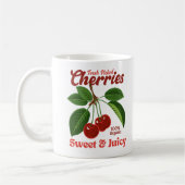 Retro Cherries Fruit Kommerzielle Grafik Art Stil Kaffeetasse (Links)