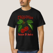 Retro Cherries Fruit Kommerzielle Grafik Art Stil T-Shirt (Vorderseite)