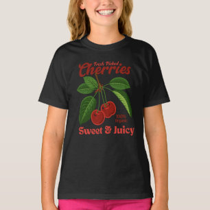 Retro Cherries Fruit Kommerzielle Grafik Art Stil T-Shirt