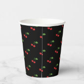 Retro Cherries Muster Black Paper Cup Pappbecher (Rechts)