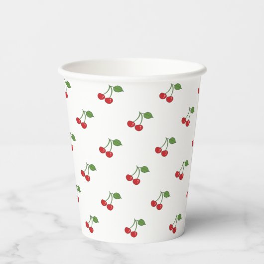 Retro Cherries Muster Papier Cup Pappbecher (Rückseite)