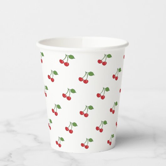 Retro Cherries Muster Papier Cup Pappbecher (Links)