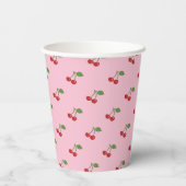 Retro Cherries Muster Pink Paper Cup Pappbecher (Rückseite)