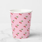 Retro Cherries Muster Pink Paper Cup Pappbecher (Links)