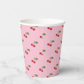 Retro Cherries Muster Pink Paper Cup Pappbecher (Rechts)