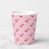 Retro Cherries Muster Pink Paper Cup Pappbecher (Vorderseite)
