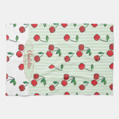 Retro Cherries Red White Green Modern Stripe  Geschirrtuch (Horizontal)