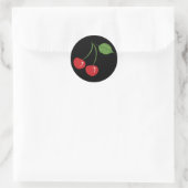 Retro Cherries Runder Aufkleber (Tasche)