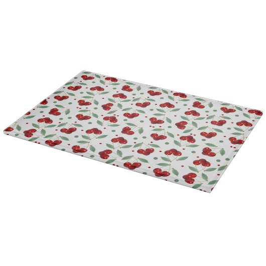 Retro Cherries Schneidebrett (Ecke)