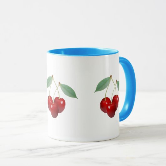 Retro Cherries-Tasse Tasse (VorderseiteRechts)