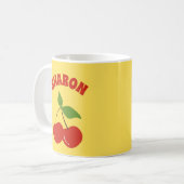 Retro Cherries Vintag Cherry Individuelle Name Gel Kaffeetasse (Vorderseite Links)