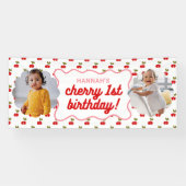 Retro Cherry 1. Geburtstag Foto Party Banner (Horizontal)