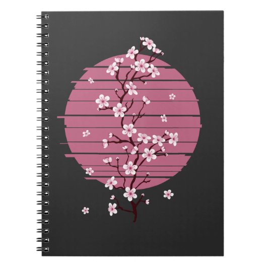 Retro Cherry Blossom Japanischer Sakura-Baum Notizblock (Vorderseite)