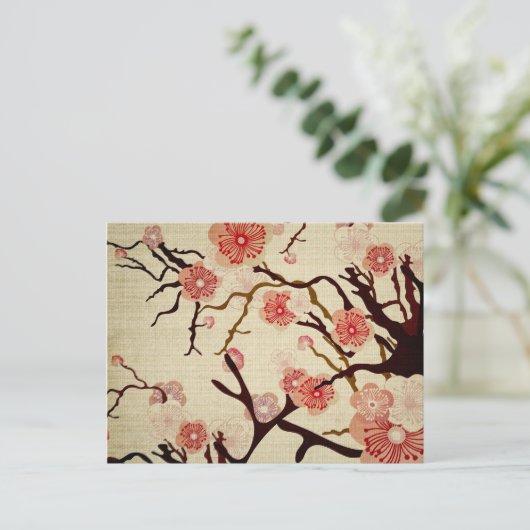 Retro Cherry Blossom Postkarte (Stehend Vorderseite)