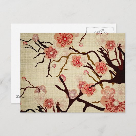 Retro Cherry Blossom Postkarte (Vorne/Hinten)