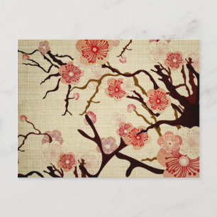 Retro Cherry Blossom Postkarte