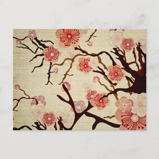 Retro Cherry Blossom Postkarte (Vorderseite)