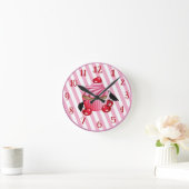 Retro Cherry Cupcake Wall Runde Wanduhr (Zuhause)