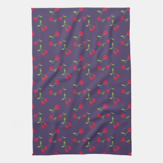 Retro Cherry Cute Farmhouse Purple Geschirrtuch (Vertikal)