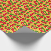 Retro Cherry Design / gelb Geschenkpapier (Ecke)