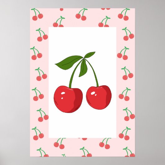 Retro Cherry Fruit Pattern Aesthetic Nursery Art Poster (Vorne)
