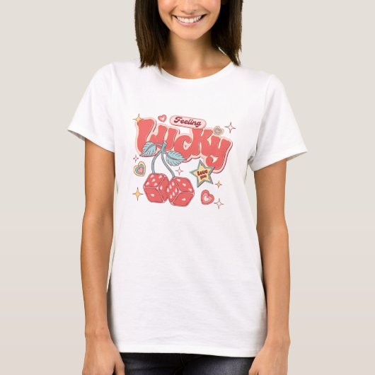 Retro Cherry Gefühl Lucky Valentine's Day T - Shir T-Shirt (Vorderseite)