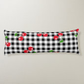 Retro Cherry Gingham Niedlich Red & Black Checked Seitenschläferkissen (Rückseite)