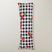 Retro Cherry Gingham Niedlich Red & Black Checked Seitenschläferkissen (Vorderseite Vertikal)