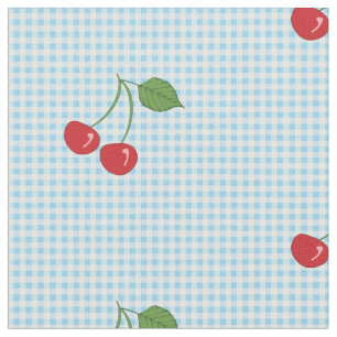 Retro Cherry Gingham Pattern Stoff