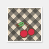 Retro Cherry Gingham Picnic Party Napkins Serviette (Vorderseite)